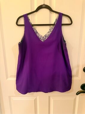 Stewart Simmons Purple Reversible V-Neck Tank with purple tiger print lining LSU